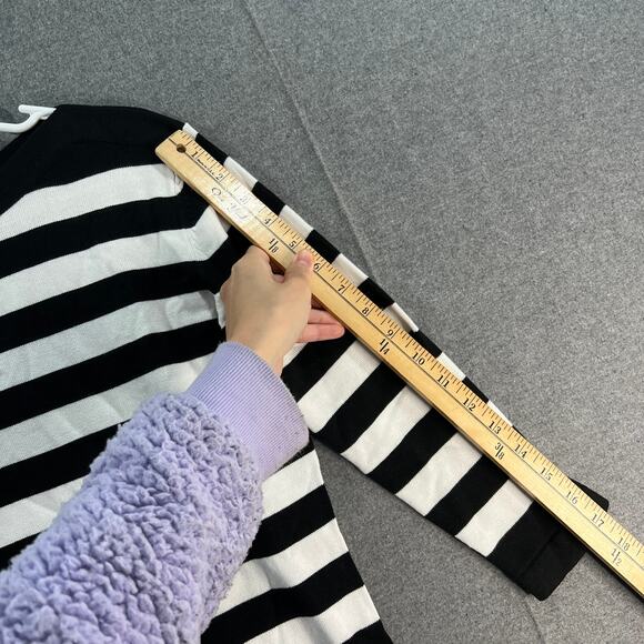 Belle by Kim Gravel Nautical Striped 3/4 Sleeve Sweater Black/White, XX-Small - Picture 5 of 8